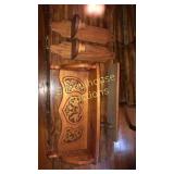 Wood Wall decor lot. 2 candle holders & 2 shelves
