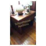 Solid end table. Lamps not included