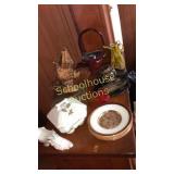 Collectibles lot. Carnival glass, Meakin covered