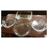Glass pie & bread pans. Middle 2 are GlasBake