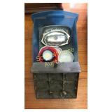 Butter dishes, ashtrays, metal drawer