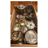 Box of silverplate. Some is Wm Rogers, some is