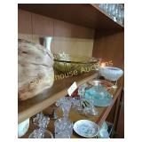 Contents of middle half shelf & shelf under only