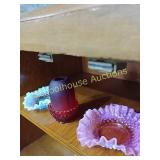 Fenton fairy & 2 hobnail trinket dishes