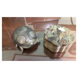 2 small trinket boxes. Ladybug is marked Japan,