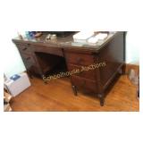Old 7 drawer desk. Separate Protective glass on