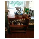 Wood roller cabinet and contents