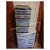 2 totes with contents (fabric & crafty stuff)