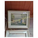 Lighted metal frame picture town theme