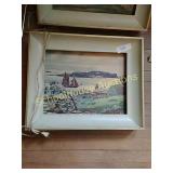 Lighted metal frame picture boat/lake theme