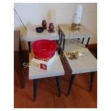 Set of 2 small end tables with contents