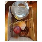 Oil lamp & glass pluss flat of miscl...