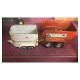 2 metal horse trailers plus metal base. White is