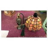 Stained glass pumpkin & big perfume bottle 8.5"