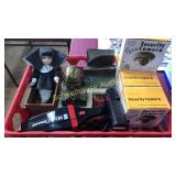 Diet Coke plastic flat filled with bookends, nun