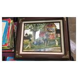 H Hargrove framed picture approx 13"x14"