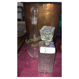 2 glass decanters