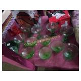 Large group of green depression glass