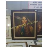 Native american oil painting. Male. Signed