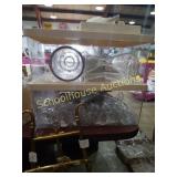 Group of glassware, brass magazine rack,