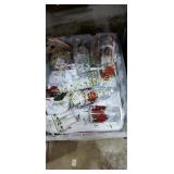 Set of christmas glasses and some dishes.