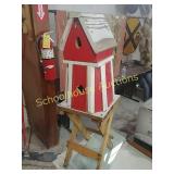 All wood birdhouse & stand (each about 19" tall)