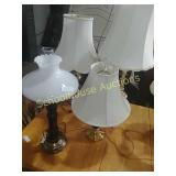 Lot of 4 lamps (wood & 3 brass)