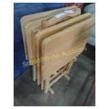Set of 4 wood tv trays & stand (nice shape)