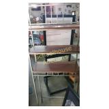 Approx 5 ft tall shelf. 24 inches wide.  Wood and