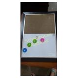 Message board. Top half is cork bottom half is