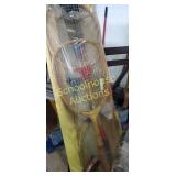 Lots of tennis rackets and a ping pong set. Also