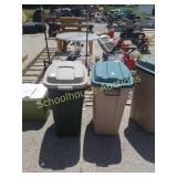 Pair of plastic trash cans