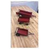 3 Ertl red wagons