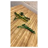 2 John Deere implements. Plow is marked Ertl