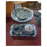 Blue enamel sponge/speckled ware