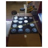 16 glass canning jars. Not all same brand but