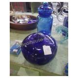 Blue glass dish with lid