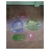 Group of depression glassware