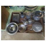 Flat of misc pewter pieces