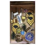 Flat of military patches etc