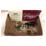 Flat of goodies. 2 Longaberger ornaments, 3 sets