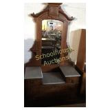 Medium dresser, with tall shelved mirror.