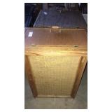 Nice wooden laundry hamper or trash bin. Roughly