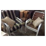 4 white aluminum and vinyl high back lawn chairs.