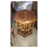 Hexagonal end table cabinet.