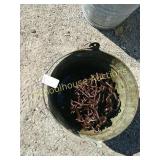 Bucket with a black chain