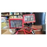 2 work lights NEED NEW BULBS no broken glass