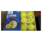 Set of 6 leather softballs. 11 in fastpitch