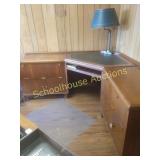 Corner desk with lots of storage with lamp 73" x