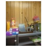 Lot of misc items wooden paper organizer watering